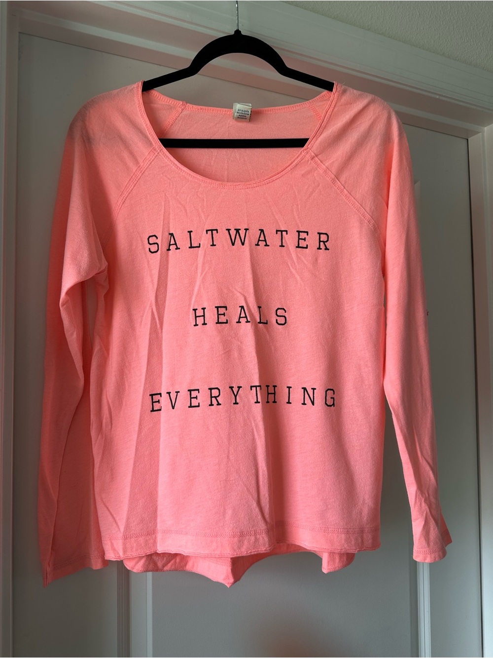 Saltwater Heals Everything Long Sleeve Tee - Coral Pink